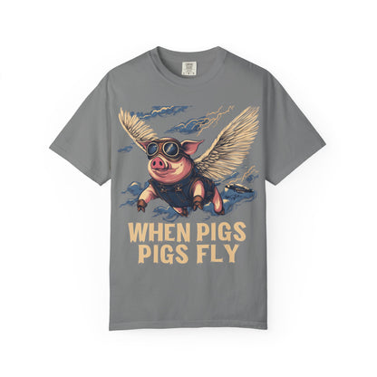 When Pigs Fly Graphic Tee — Vintage Flying Pig Funny Gift | Root to Peak