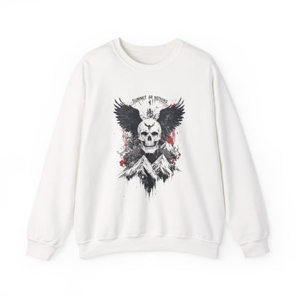 Summit of Nothing Skull Wings Crewneck — Mountain Goth Gift | Root to Peak