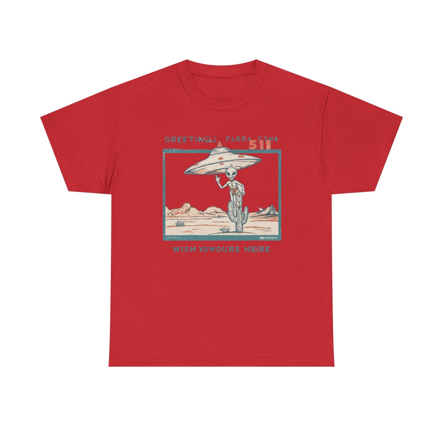 Greetings from Area 51 Tee — Retro Alien Postcard Graphic | Root to Peak