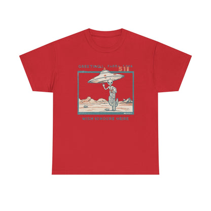 Greetings from Area 51 Tee — Retro Alien Postcard Graphic | Root to Peak