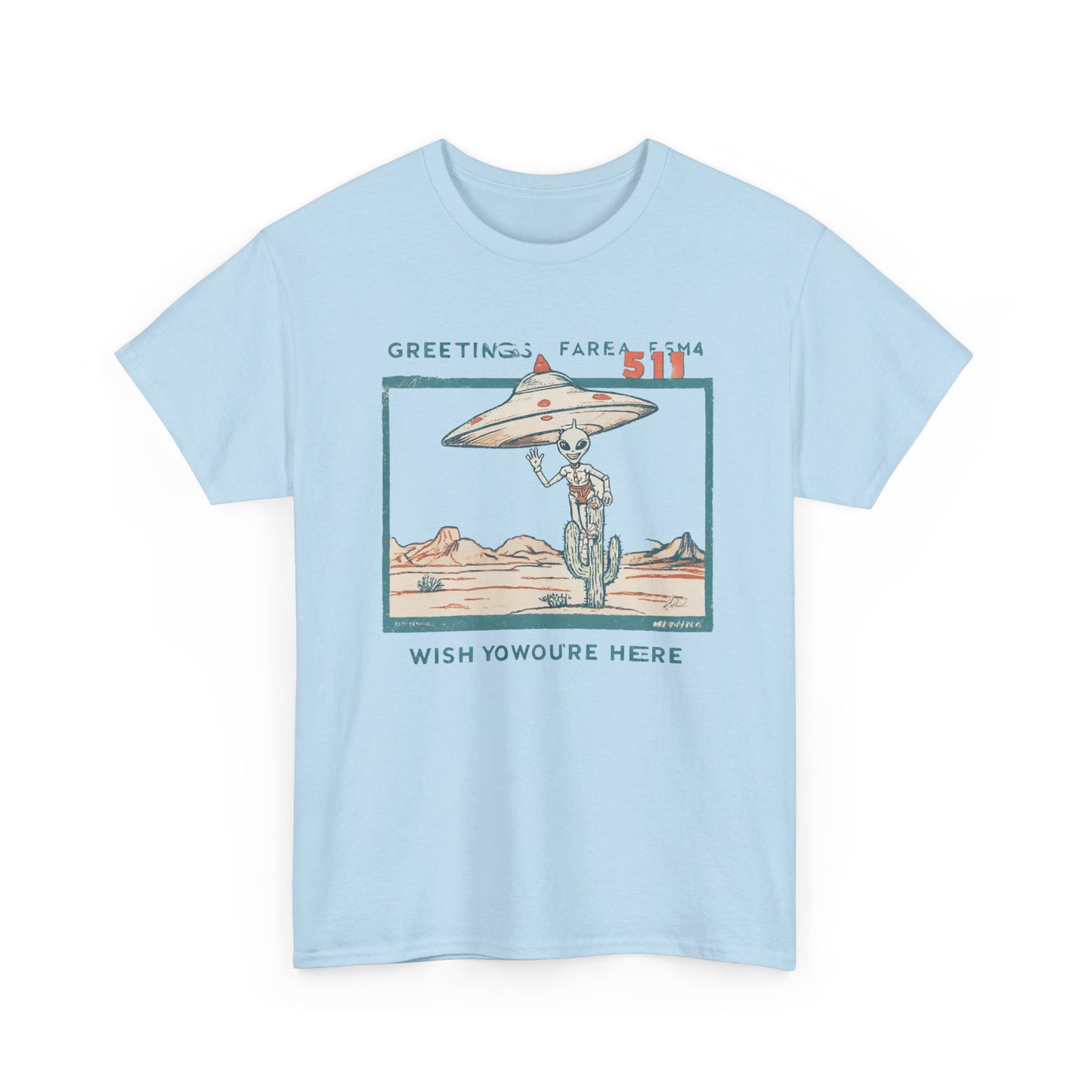 Greetings from Area 51 Tee — Retro Alien Postcard Graphic | Root to Peak