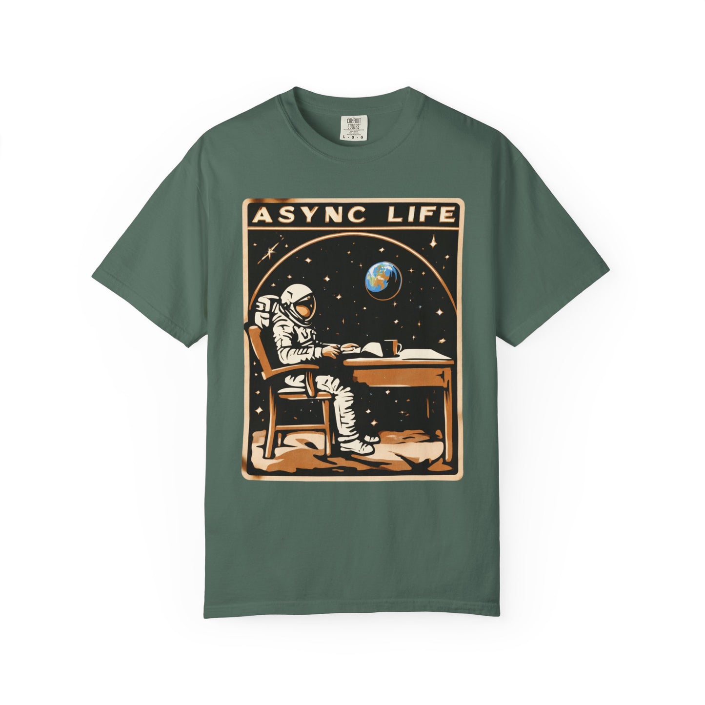 Async Life Astronaut Tee — Developer Space Graphic | Root to Peak