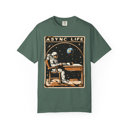Async Life Astronaut Tee — Developer Space Graphic | Root to Peak