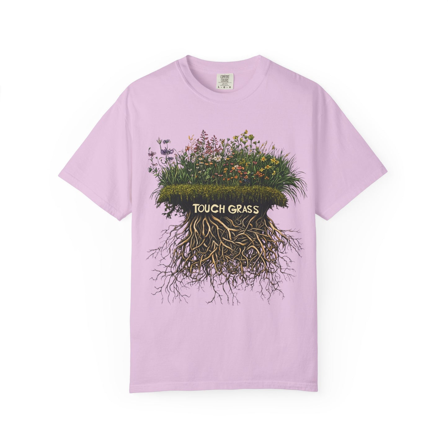 Touch Grass Botanical Tee — Nature Lover Outdoor Graphic | Root to Peak