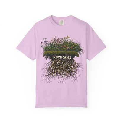 Touch Grass Botanical Tee — Nature Lover Outdoor Graphic | Root to Peak