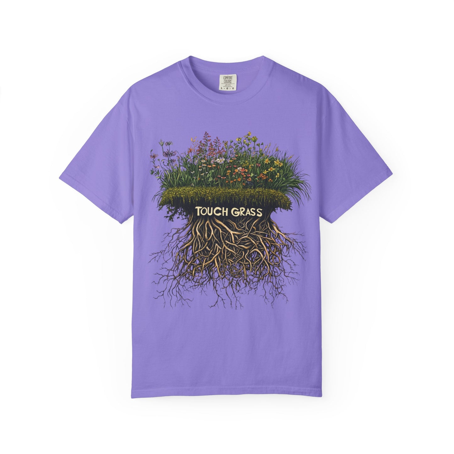 Touch Grass Botanical Tee — Nature Lover Outdoor Graphic | Root to Peak