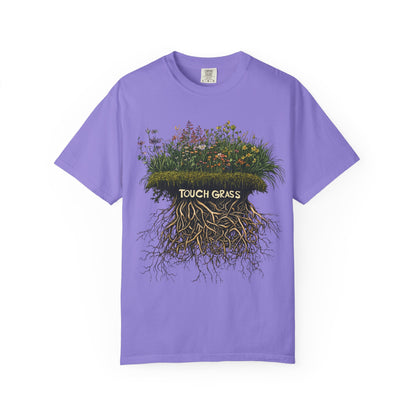 Touch Grass Botanical Tee — Nature Lover Outdoor Graphic | Root to Peak