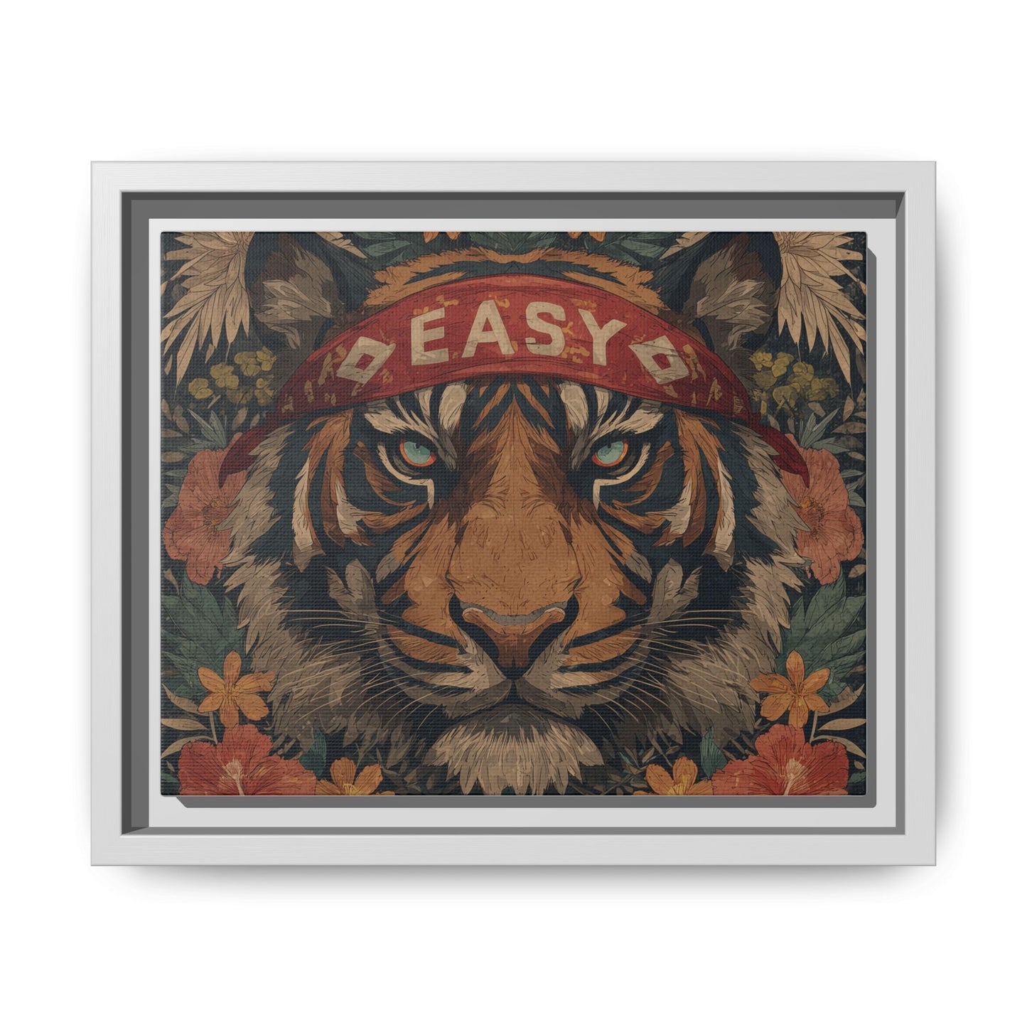 Tiger Easy Portrait Canvas — Vintage Floral Wall Art Gift | Root to Peak