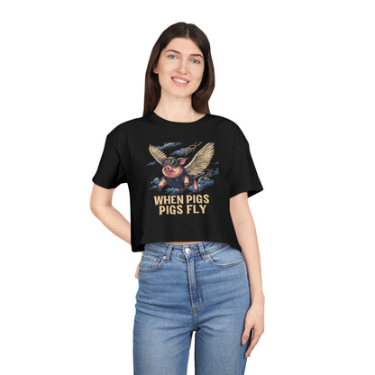 When Pigs Fly Crop Top — Vintage Flying Pig Gift | Root to Peak