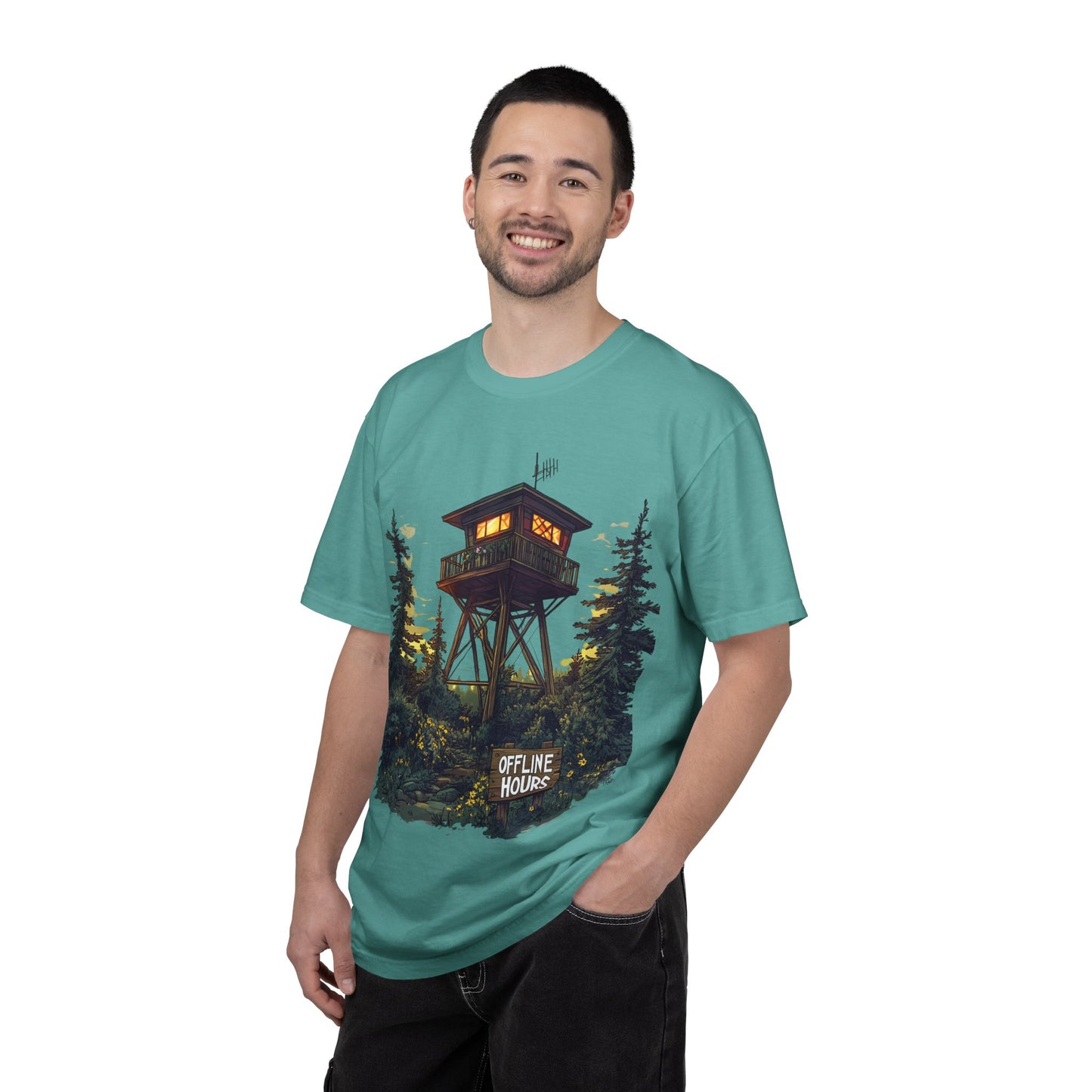 Fire Lookout Tower Tee — Offline Hours Hiking Camping | Root to Peak