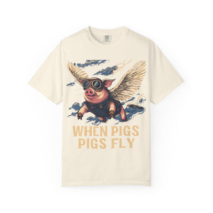 When Pigs Fly Graphic Tee — Vintage Flying Pig Funny Gift | Root to Peak